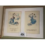 2 Framed Mabel Lucie Attwell postcards