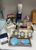 A mixed lot including A boxed Aynsley vase, A boxed ship in bottle etc