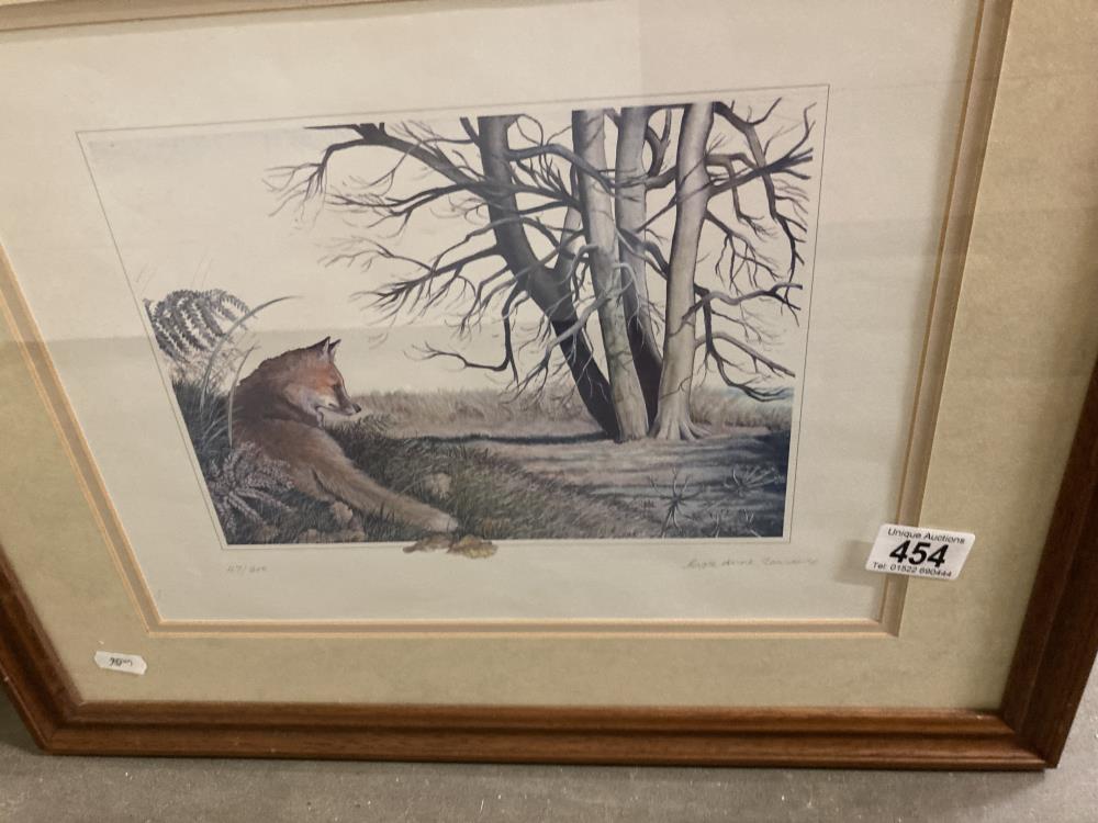 2 Framed & Glazed limited edition prints by Carole Anne Teasdale of a fox 47/300 & Deer 1/300 - Image 2 of 4