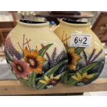A pair of old Tupton ware hand painted moon vase. Height 14.5cm