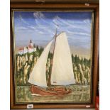 A large oil on board of a Sailing Ship, signed Ernet Makins