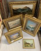 A collection of 5 oil paintings