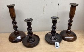 2 Pairs of wooden candlesticks