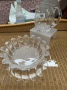 A lead crystal sunflower bowl made by Dartington, designed by Frank Thrower & A lead crystal cut