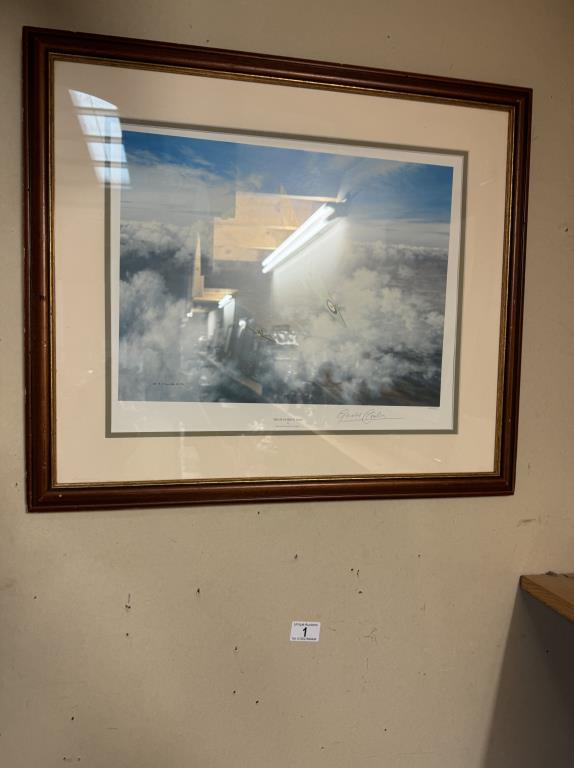 A Gerald Coulson signed framed & glazed spitfire pair of prints titled 'High Spirits 1940' 62 x - Image 2 of 2