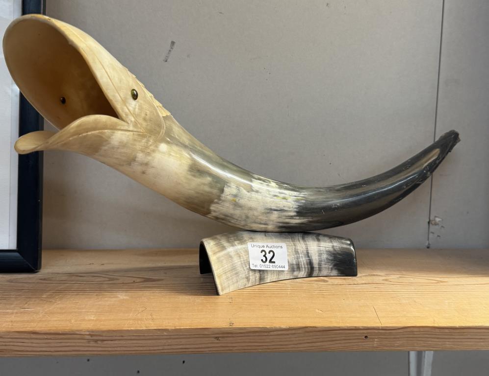 A vintage horn fish ornament