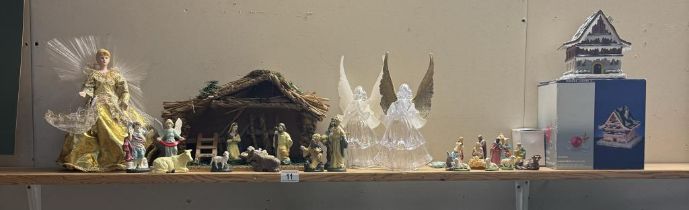 A selection of biblical figurines including A nativity stable scene, Angels etc