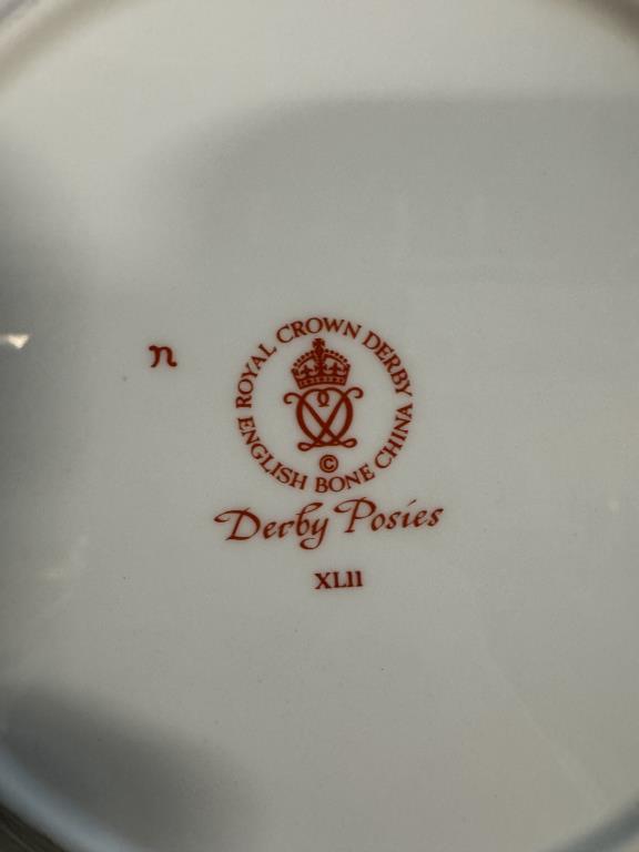 3 Royal crown derby 'Derby Posies' plates & similar tea strainer - Image 2 of 2