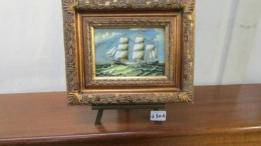 A gilt framed study of a sailing ship