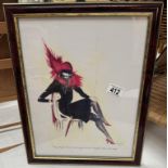 A framed & glazed twenties 'Flapper' cartoon (32 x 40cm)