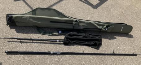 An Angling Pursuits Carp max rod, a Giant carp rod and one other damaged in a Cassien case