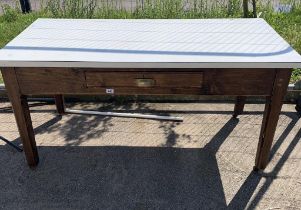 A bench suitable for workshop approximately 5ft in length with brass handle