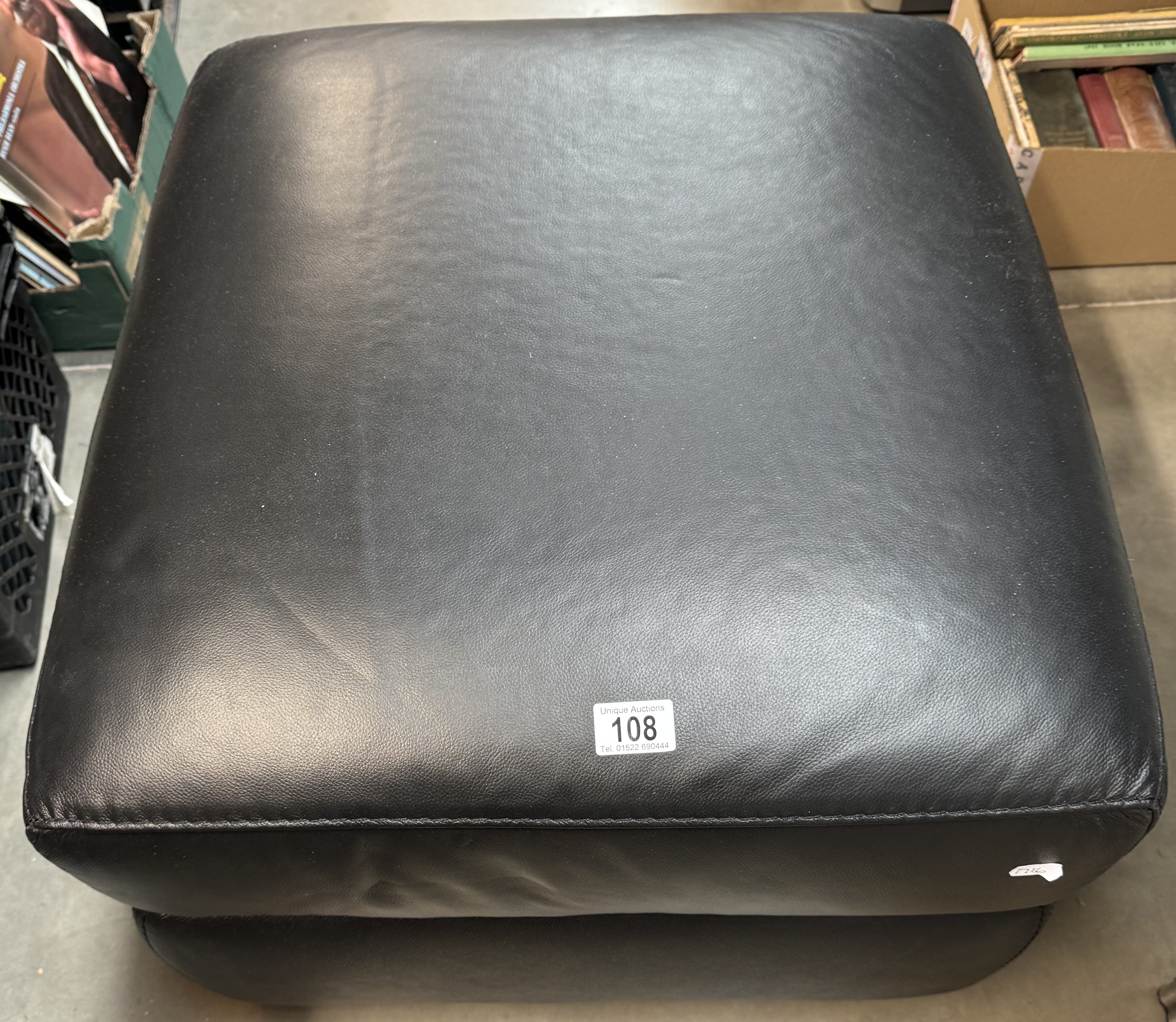 A large, black leatherette stool / storage box - Image 2 of 2