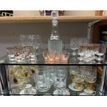 A good lot of vintage drinking glasses & small decanter
