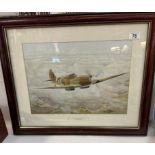 A Framed & glazed spitfire print 'Mission Accomplished' John H.Evans. 58 cm x 49cm