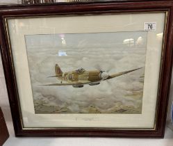 A Framed & glazed spitfire print 'Mission Accomplished' John H.Evans. 58 cm x 49cm