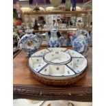 A quantity of Chinese blue & white teapots & A Hors d'oeuvre dish
