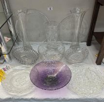 A good lot of glassware including vases, bowls etc & One by Henry Greener C1880