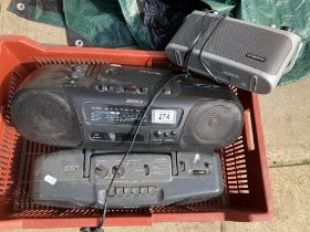 2 Sony portable stereos and a Roberts radio