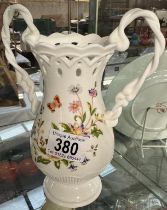 A Lattice top Aynsley vase (Flowers & Butterflies)