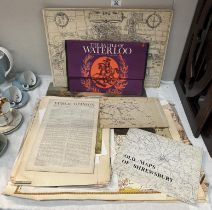 A quantity of old maps & other ephemera including Jackdaw no 18: Battle of Waterloo
