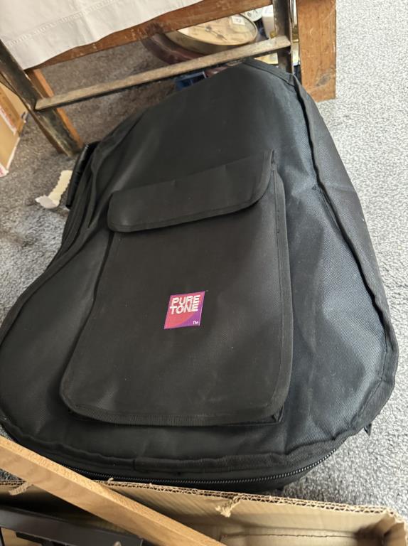 A quantity of music stands & an empty 'Soft' guitar case & guitarist foot rest - Image 3 of 3
