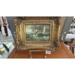 A gilt framed study of sailing ships