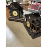 2 Large Victorian / Edwardian black slate mantle clocks