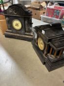 2 Large Victorian / Edwardian black slate mantle clocks