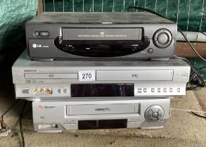 3 VHS Video recorders - LG, Schneider and Toshiba