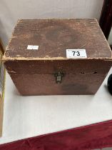 An old box with contents, (Old & vintage ephemera, rents books, bills etc)