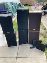 8 various stereo speaker (4 pairs) including Technics and Sony