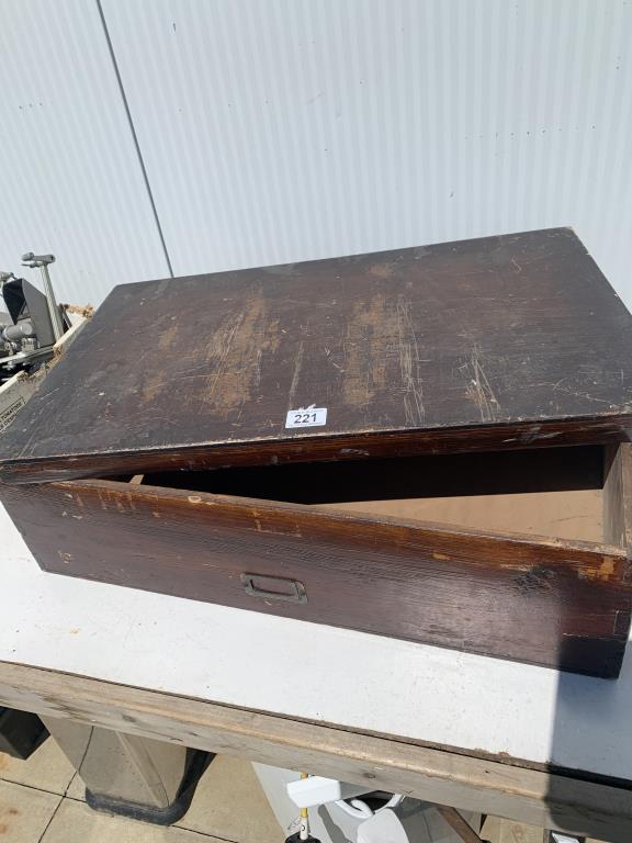 A large vintage wooden box