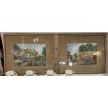 2 Framed & glazed pictures of thatched cottages. 43 x 36cm