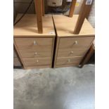 2 Modern 3 drawer bedside cabinets 39 x 42 x 62cm