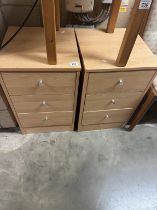 2 Modern 3 drawer bedside cabinets 39 x 42 x 62cm