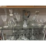A quantity of glassware including decanters