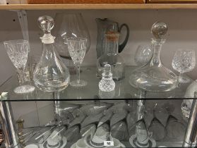 A quantity of glassware including decanters