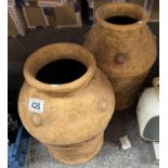 A pair of unusual ceramic vases featuring Roman numerals. COLLECT ONLY