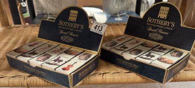 Two boxes of Sothebyâ€™s matches, 30 packs in each box. 6 sets of 5. All complete & unused