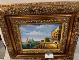 A small ornate gilt framed painted scene of Venice signed by 'Betty' 31 x 26cm