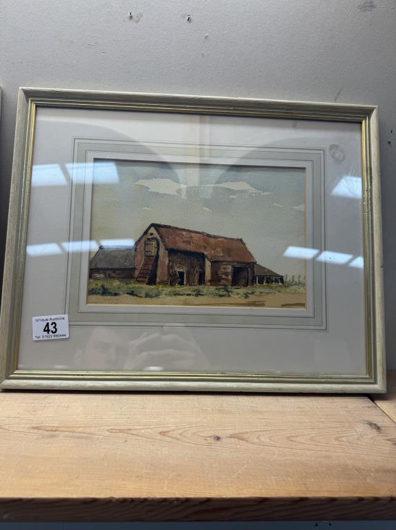 2 Water colours, 1 of an old barn - Image 3 of 3