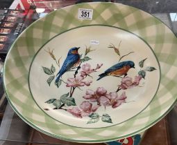 A good hand painted plate featuring birds entitled 'Summer Greetings'