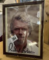 A framed & glazed Richard Branson signed photo
