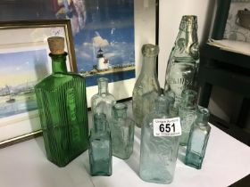 A collection of glass bottles