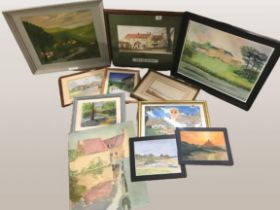 A quantity of oil & pastel paintings