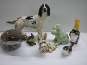 Seven assorted animal figures including Beswick dog, Royal Copenhagen bird etc.,