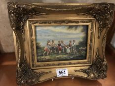 Gilded frame picture of children playing