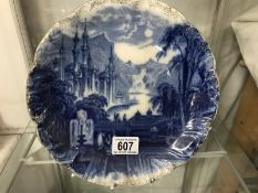 One blue decorative plate