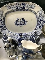 A quantity of blue & white ceramics